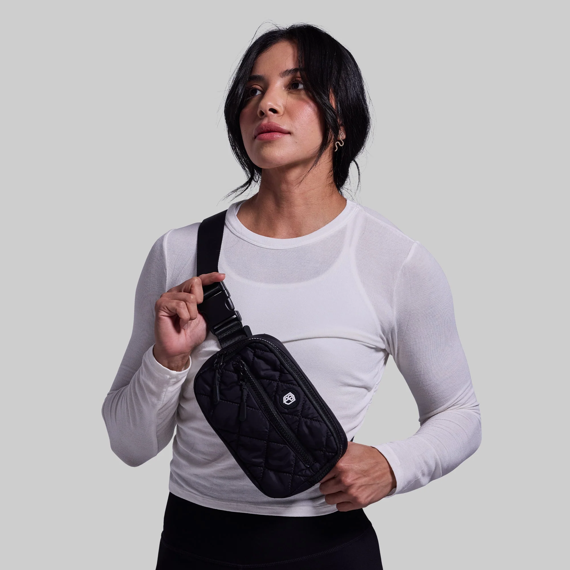 Adventure Awaits Quilted Belt Bag (Black) - Image 3