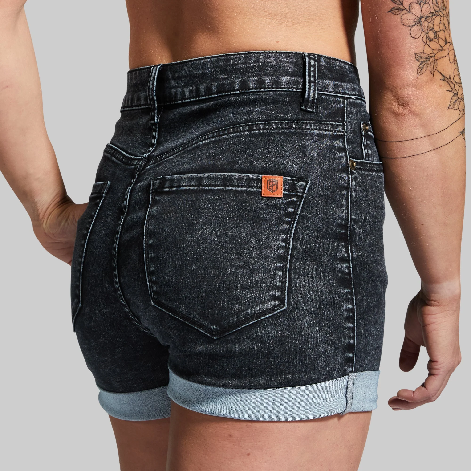 FLEX Stretchy Mom Jean Short (Black) - Image 4