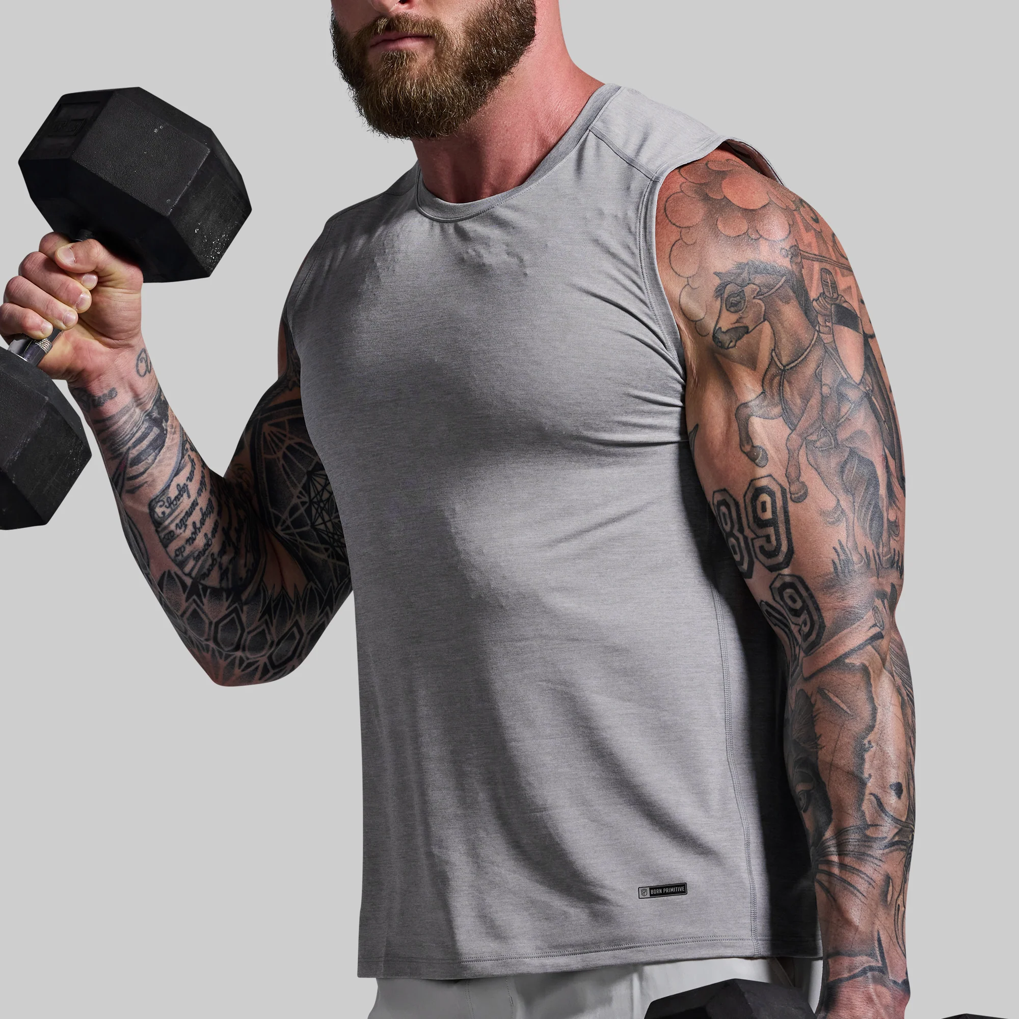 Training Muscle Tank (Light Heather Grey) - Image 3